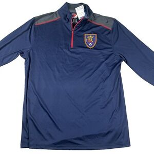 Mens Large Royal Blue Real Salt Lake MLS Soccer Quarter-Zip Pullover Shirt NWT